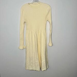 Chicwish Cream Ribbed Knit Kids Dress